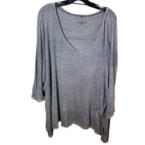 Pete & Greta Pete & Greta Blue Oversized Lagenlook Linen Blouse Sz M 3/4 Sleeve